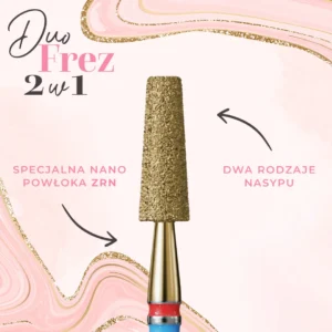 IQ NAILS - Frez w kształcie długiego ściętego stożka z nasypem 2w1 DuoFrez 172.FM.031