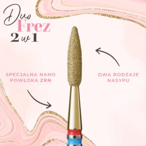 IQ NAILS - Frez w kształcie długiego płomyka z nasypem 2w1 DuoFrez 2,35mm 243R.FM.021 ZRN