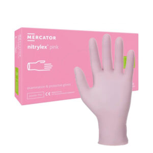 NITRYLEX - pink ROZMIAR S 100 szt rękawice diagnostyczne i ochronne, nitrylowe, bez-pudrowe, różowe