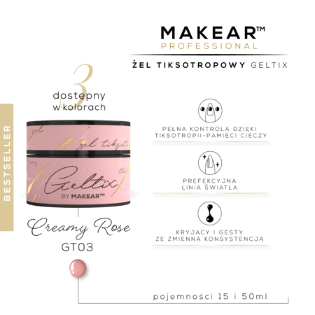 MAKEAR - GELTIX - Creamy Rose 15ml - żel tiksotropowy GT03 - Image 2