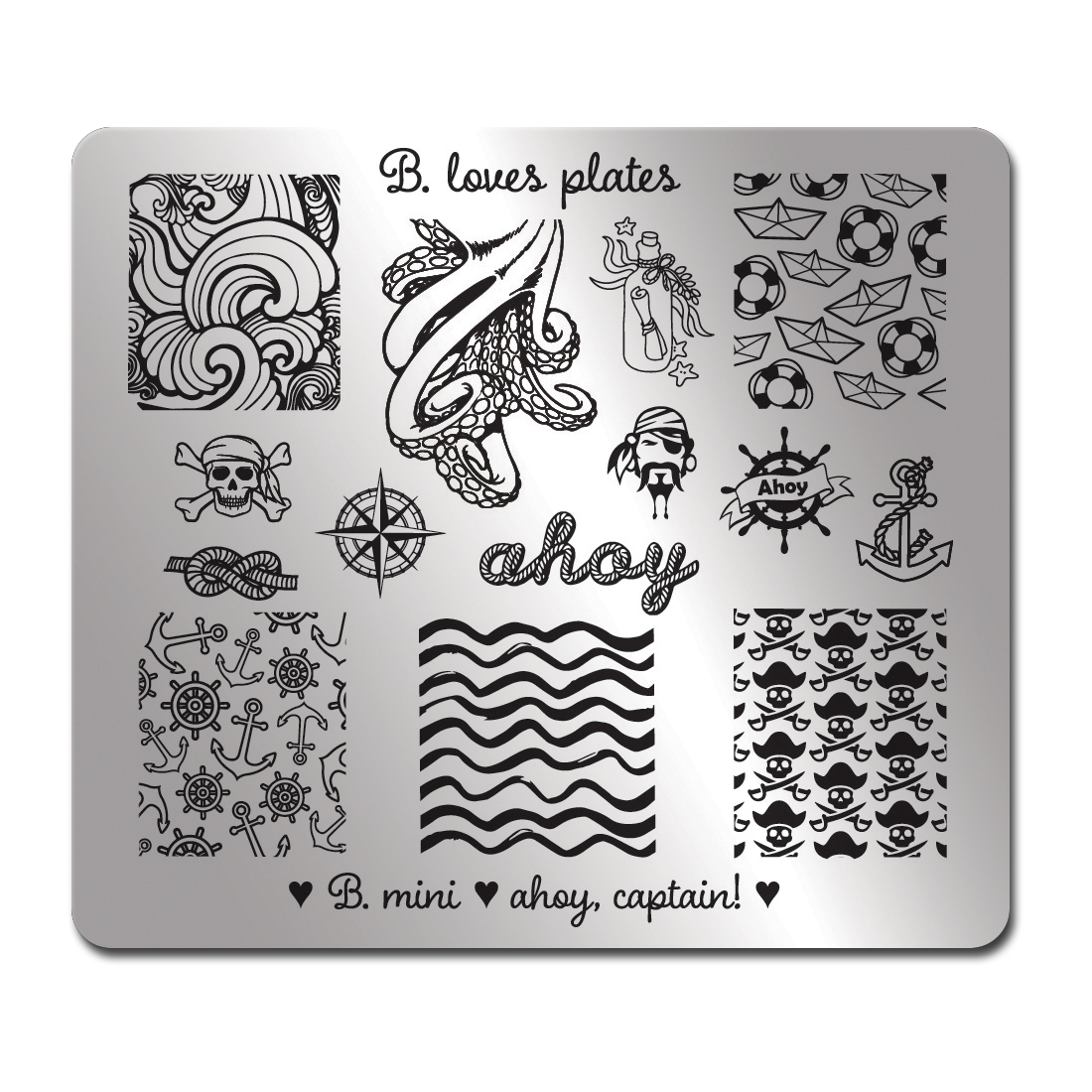 B. LOVES PLATES - B.mini ahoy, captain – MAŁA płytka do stempli marynarskie morskie wzory