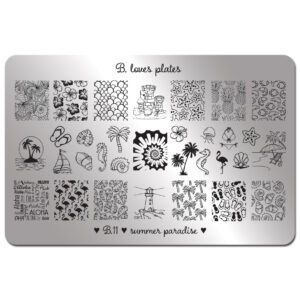B. LOVES PLATES - B.11 summer paradise – DUŻA płytka do stempli wakacyjne tropikalne wzory