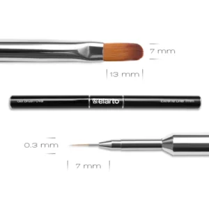 ELARTO - Pędzel dwustronny z metalową rączką Gel Brush Oval & Extreme Liner 7mm