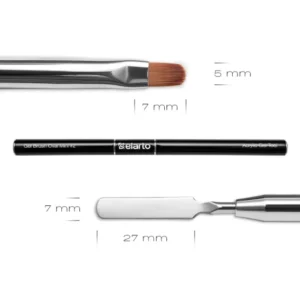 ELARTO - Pędzel dwustronny z metalową rączką Gel Brush Oval Mini nr 2 & Acrylic Gel Tool