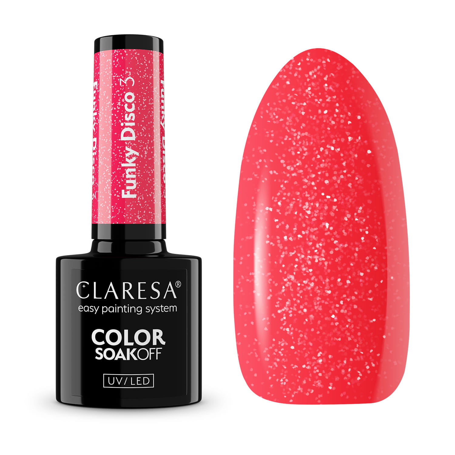 CLARESA - Lakier hybrydowy Funky disco 3 Coral twist -5g