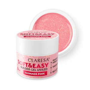 CLARESA - Żel budujący SOFT&EASY builder gel Glimmer pink 90g