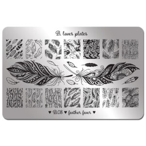 B. LOVES PLATES - B.08 feather fever – płytka do stempli piórka azteckie