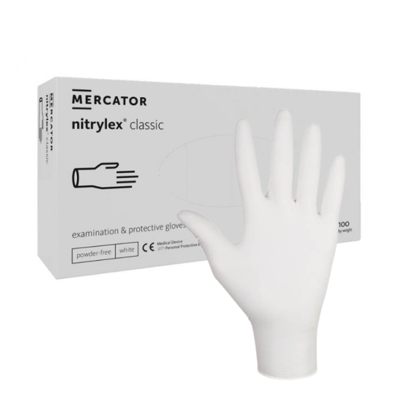 NITRYLEX - classic white ROZMIAR XS 100szt. rękawice nitrylowe bez-pudrowe, białe