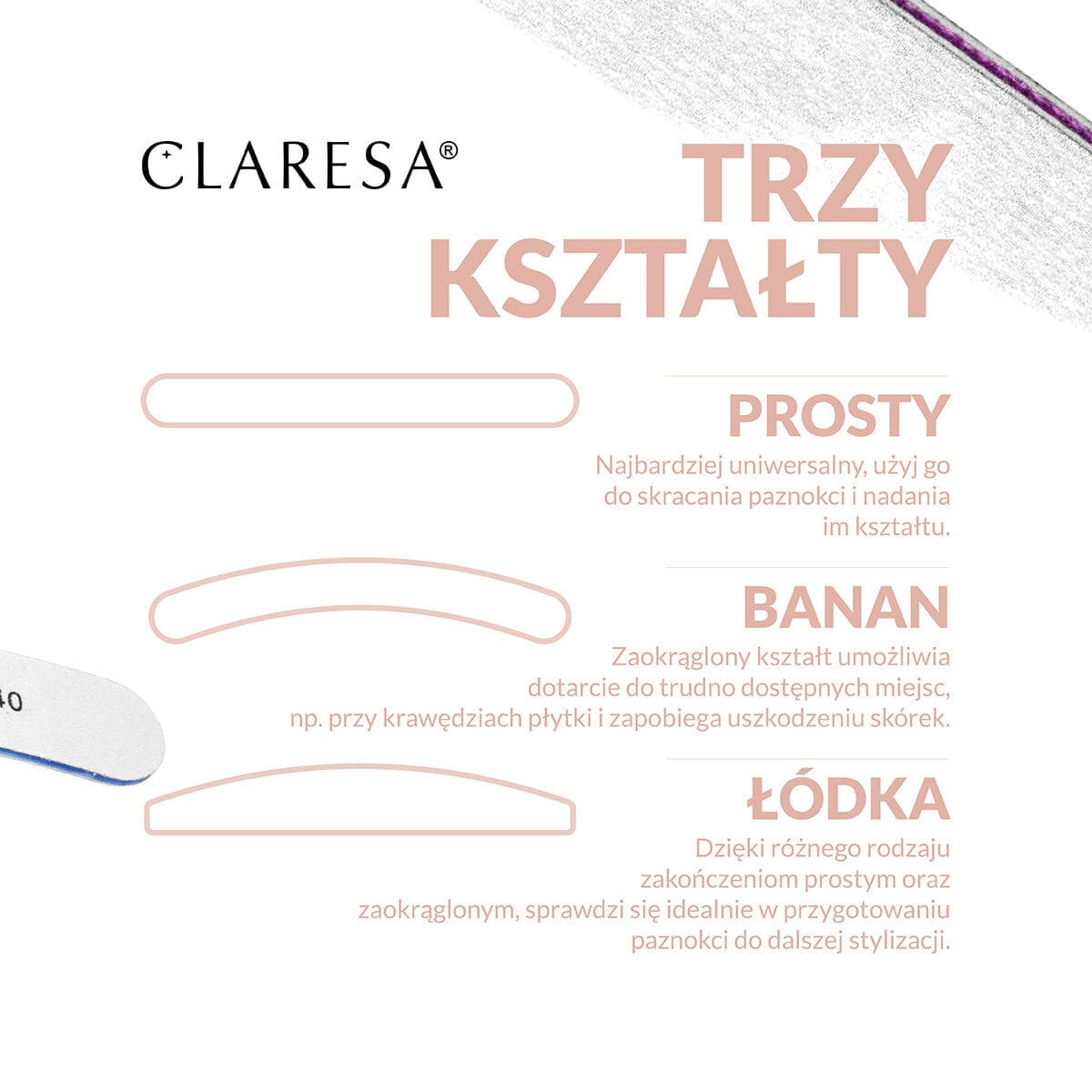 CLARESA - Stylistyk Pilnik Łódka 100/180 50szt. - Image 2