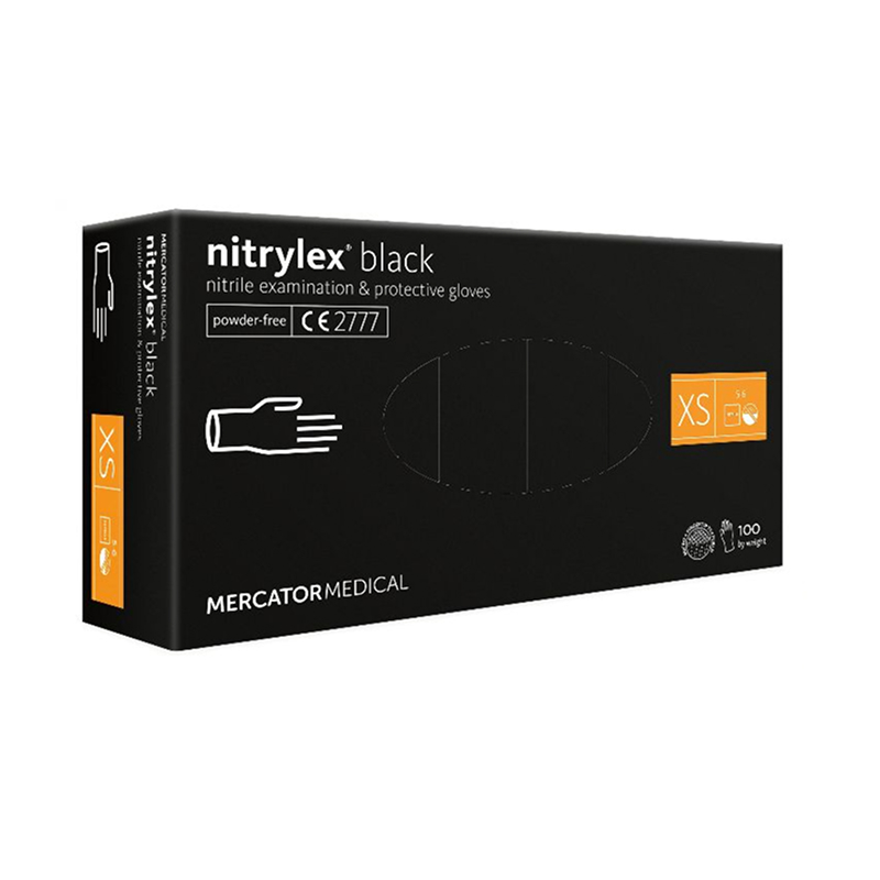 NITRYLEX - black ROZMIAR XS rękawice diagnostyczne i ochronne, nitrylowe, bez-pudrowe, czarne - Image 3