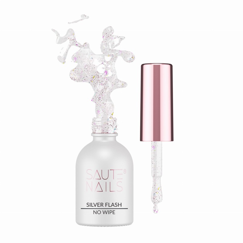 SAUTE NAILS - Top Hybrydowy z Efektem Silver Flash